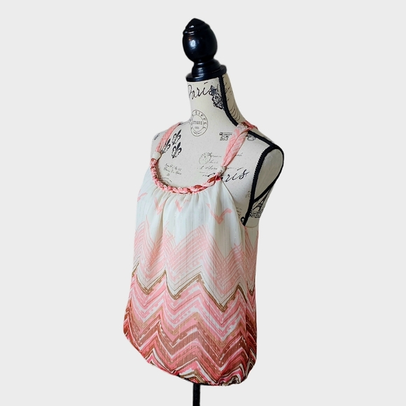 Guess Chevron Coral Sleeveless Top Size Medium - Picture 3 of 14